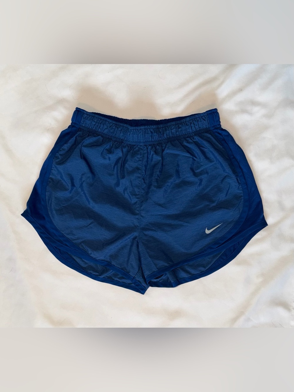 Nike Women's Navy/Royal Athletic Shorts with Silver Swoosh